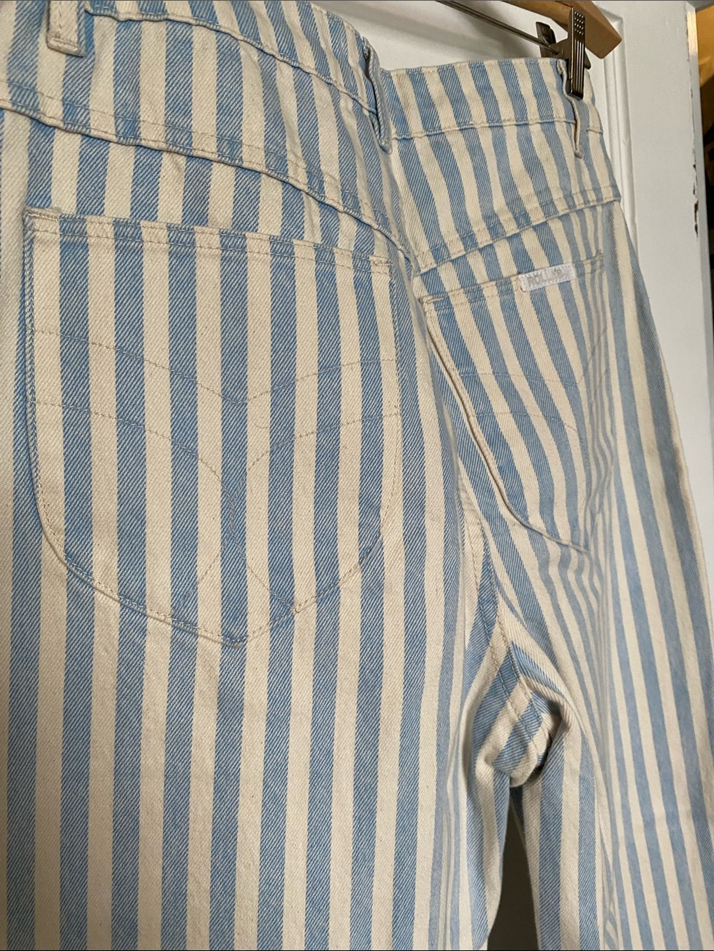 ROLLA'S Light Blue & Cream Vertical Stripe Trousers - Picture 5 of 7